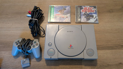 PlayStation 1 Console Bundle – OEM Controller, Cables & 2 Games
