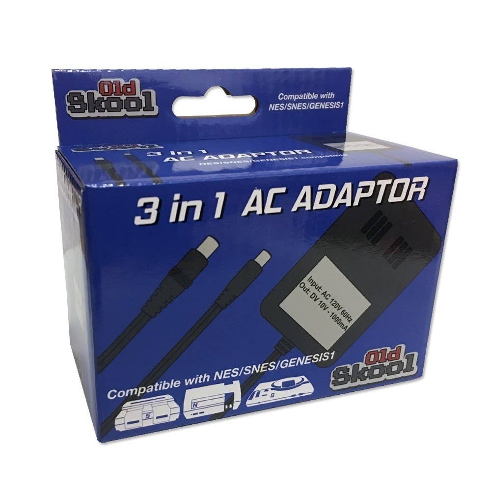 3in1 AC Adapter (Snes, Nes, Genesis 1 ) 1000 mA